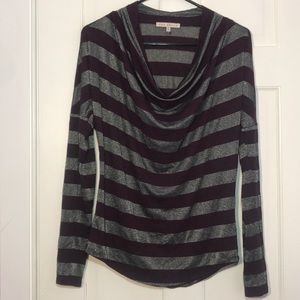 Red haute | Sheer Striped Long Sleeve Shirt